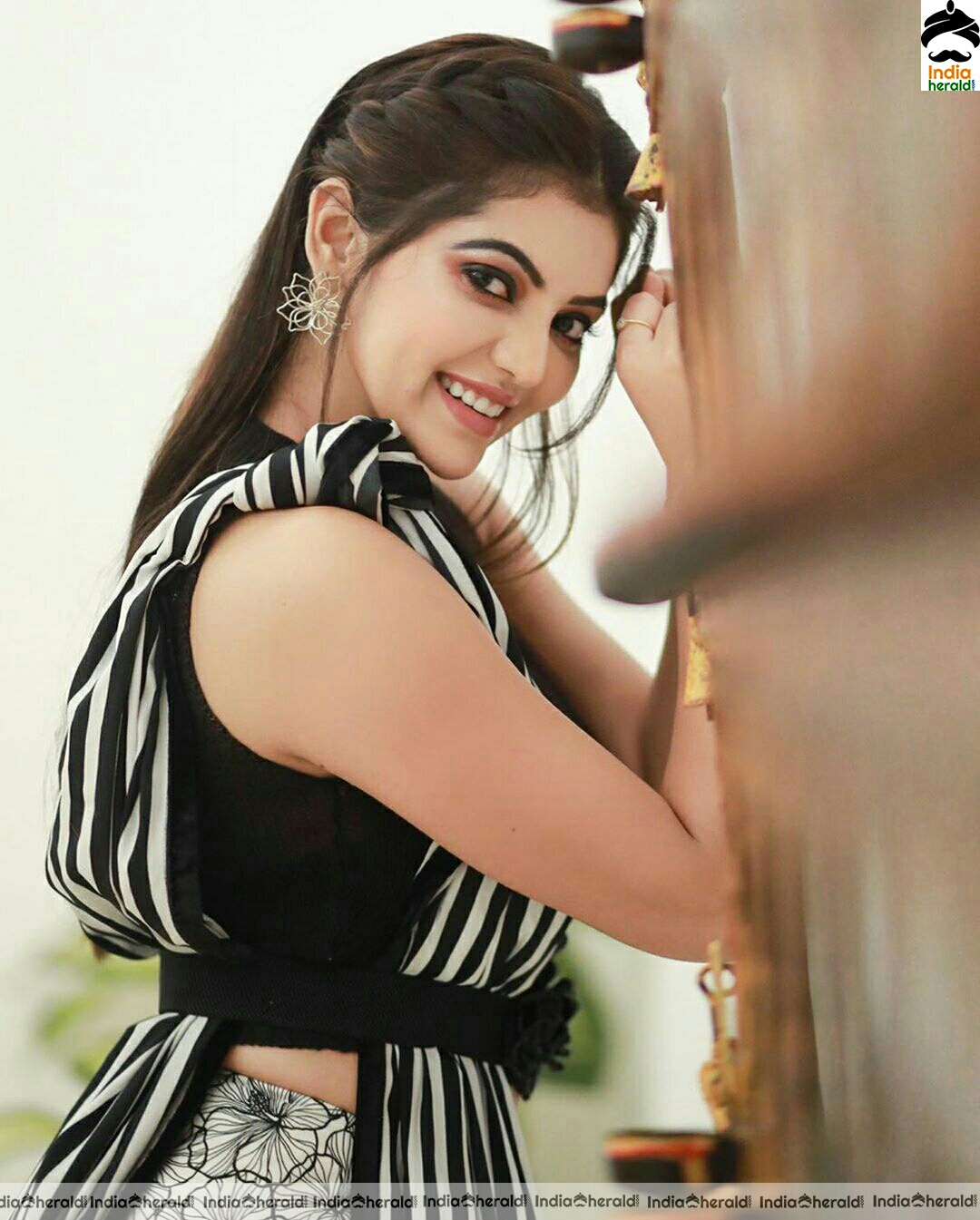 Athulya Hot and Cute in Black and White Saree Stills