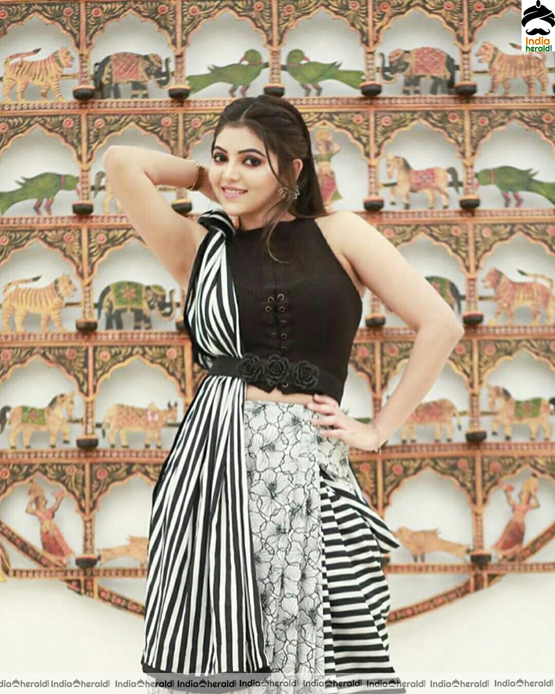 Athulya Hot and Cute in Black and White Saree Stills