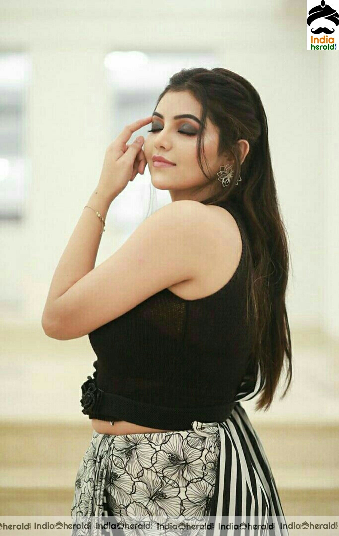 Athulya Hot and Cute in Black and White Saree Stills