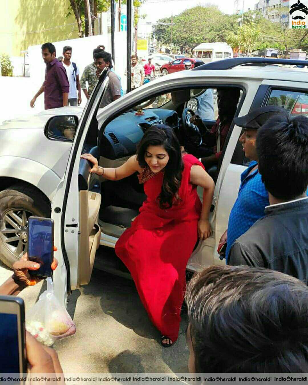 Athulya Hot And Cute Stills In Red Dress