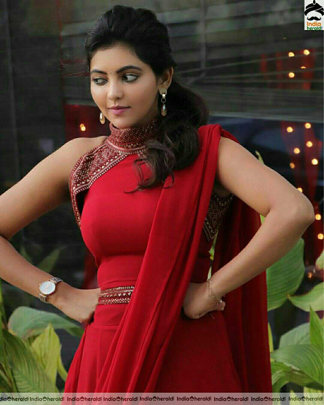 Athulya Hot And Cute Stills In Red Dress