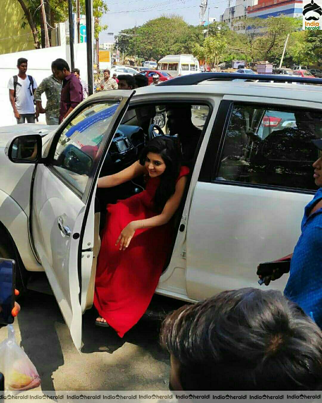 Athulya Hot And Cute Stills In Red Dress