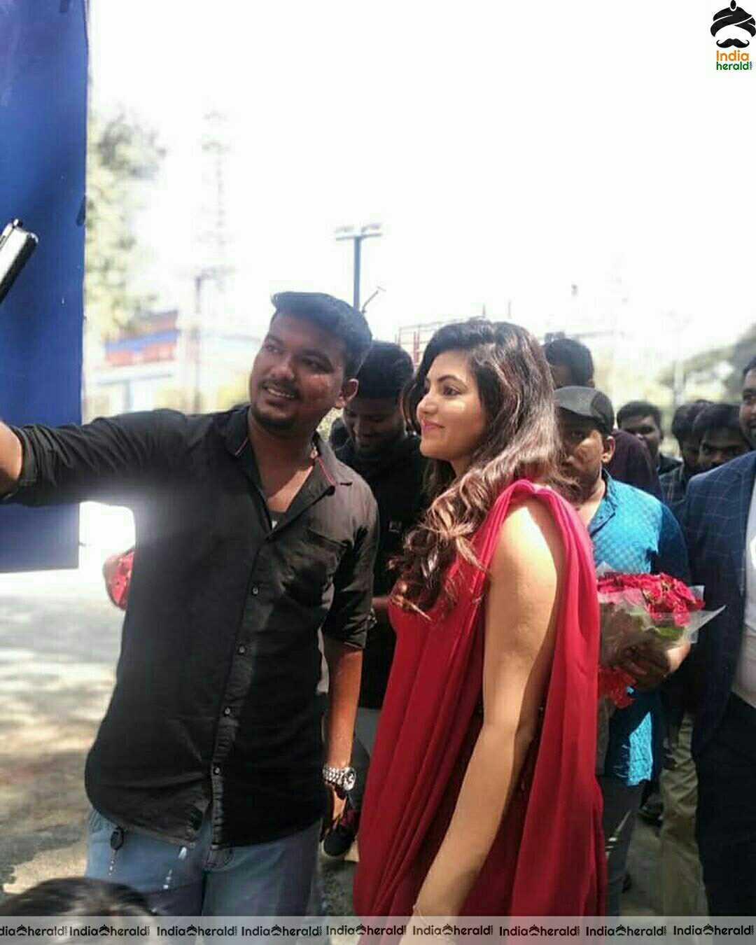Athulya Hot And Cute Stills In Red Dress
