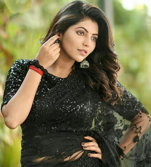 Athulya Sizzling Hot In Black Transparent Saree