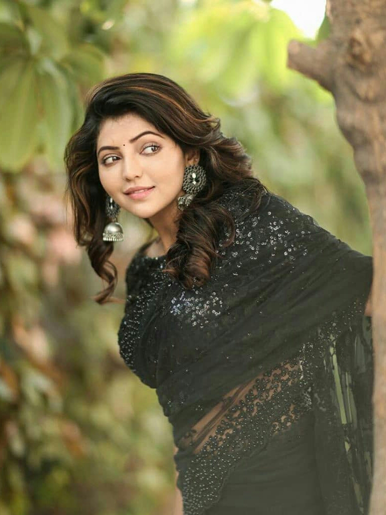 Athulya Sizzling Hot In Black Transparent Saree