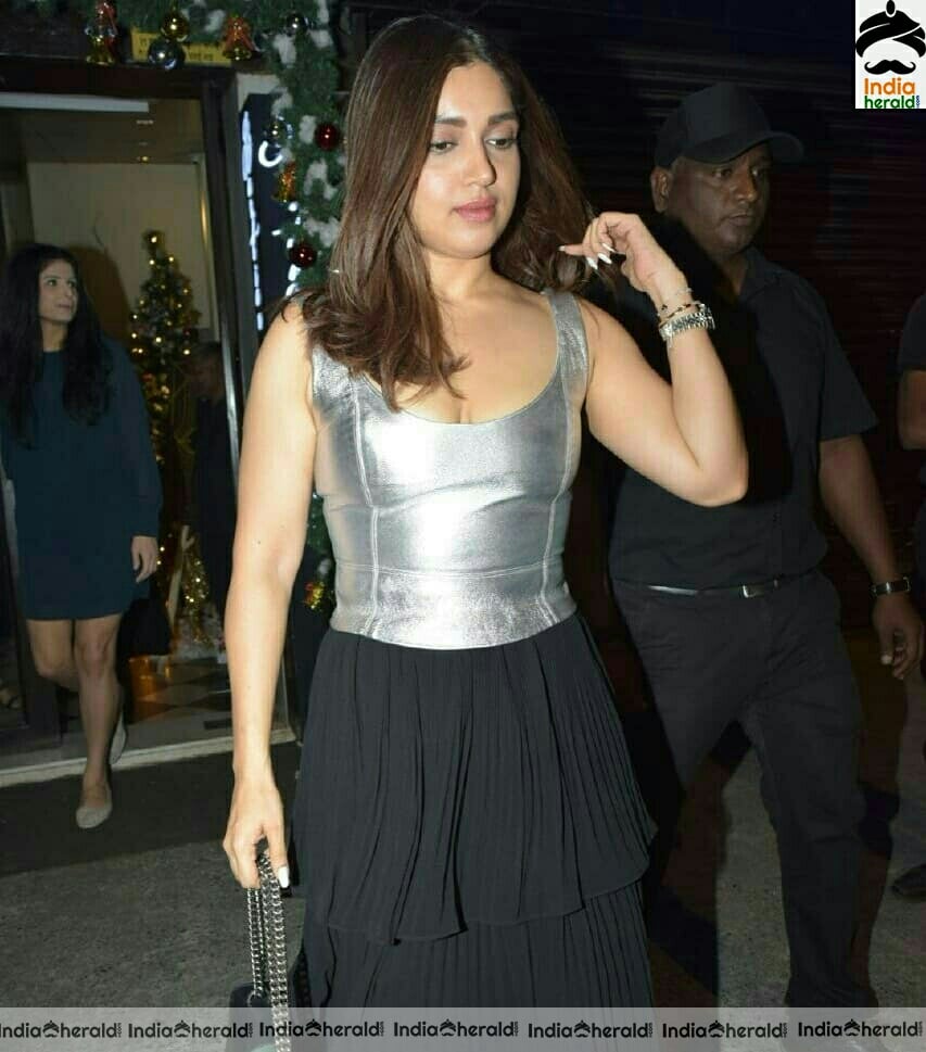 Bhumi Pednekar Hot In Silver Sleeveless Dress while Spotted Outside bandra