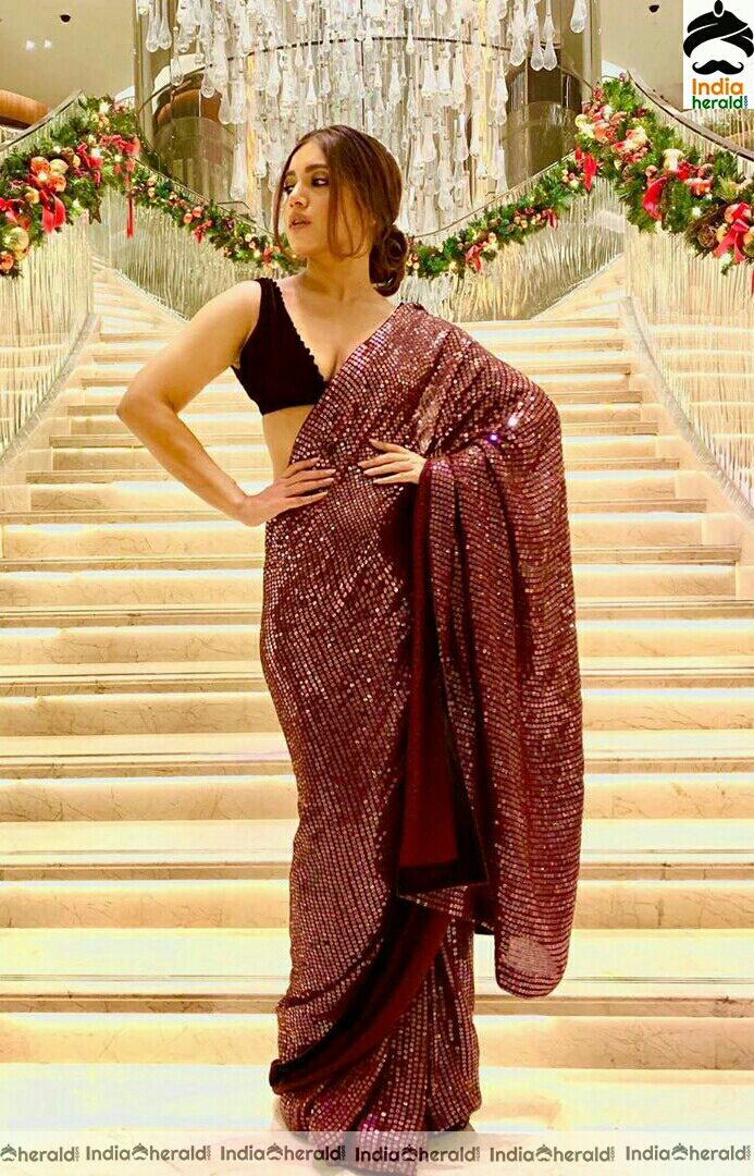 Bhumi Pednekar Hot Saree Stills