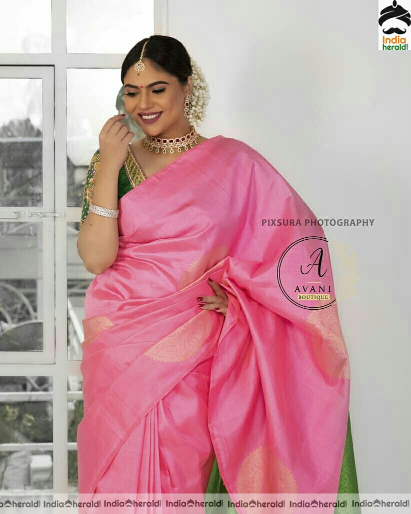 Bigg Boss Famme Sherin Latest Cute Traditional Saree Stills