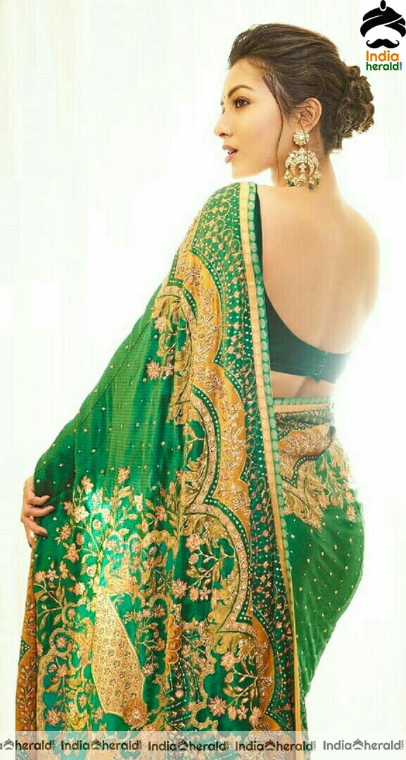 Catherine Tresa Latest Hot Green Saree Stills