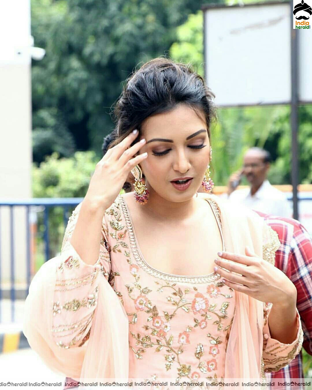 Catherine Tresa Looking Like a Golden Girl in Peach Color Dress