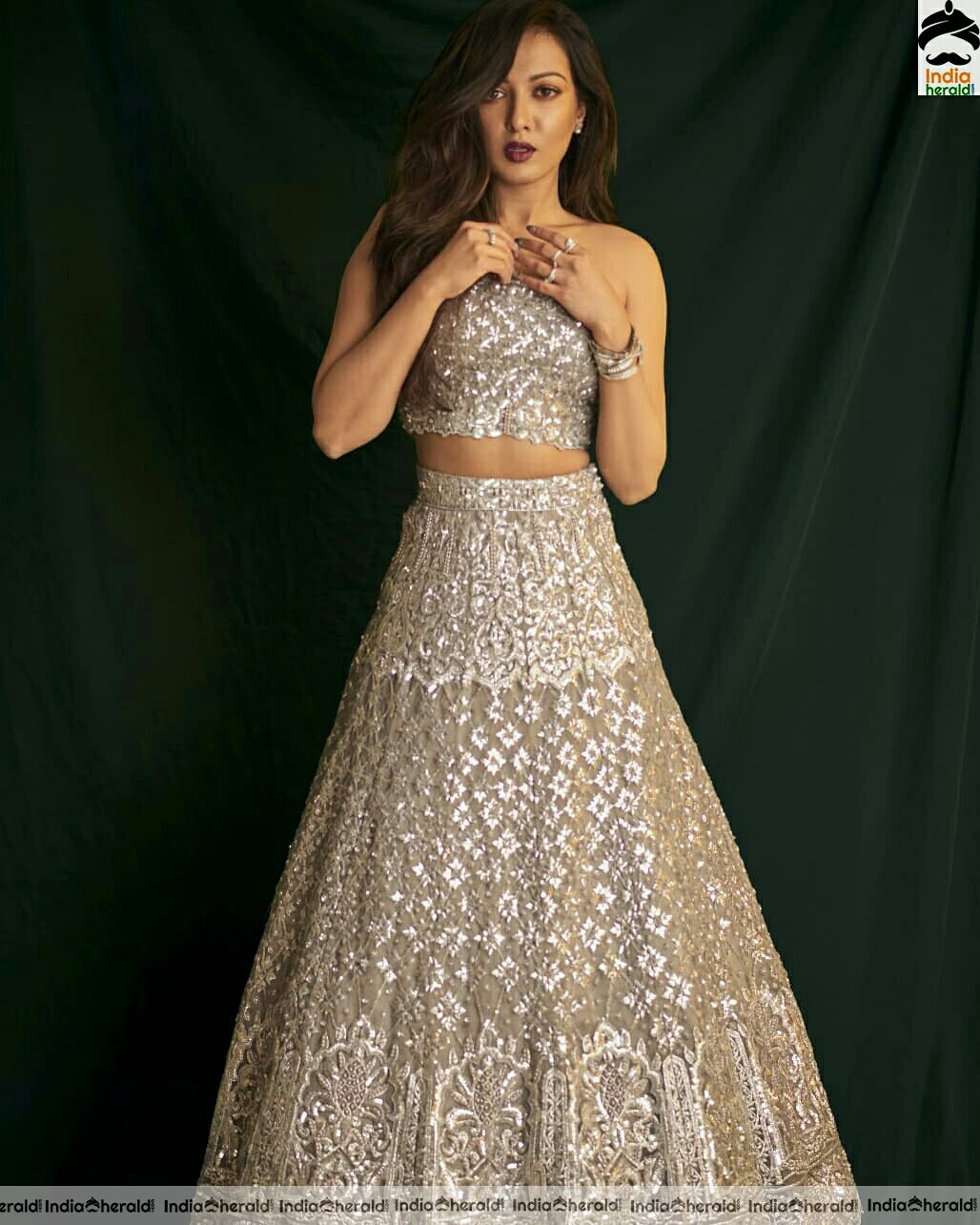 Catherine Tresa Shows Her Sexy Waist Line In Golden Attire