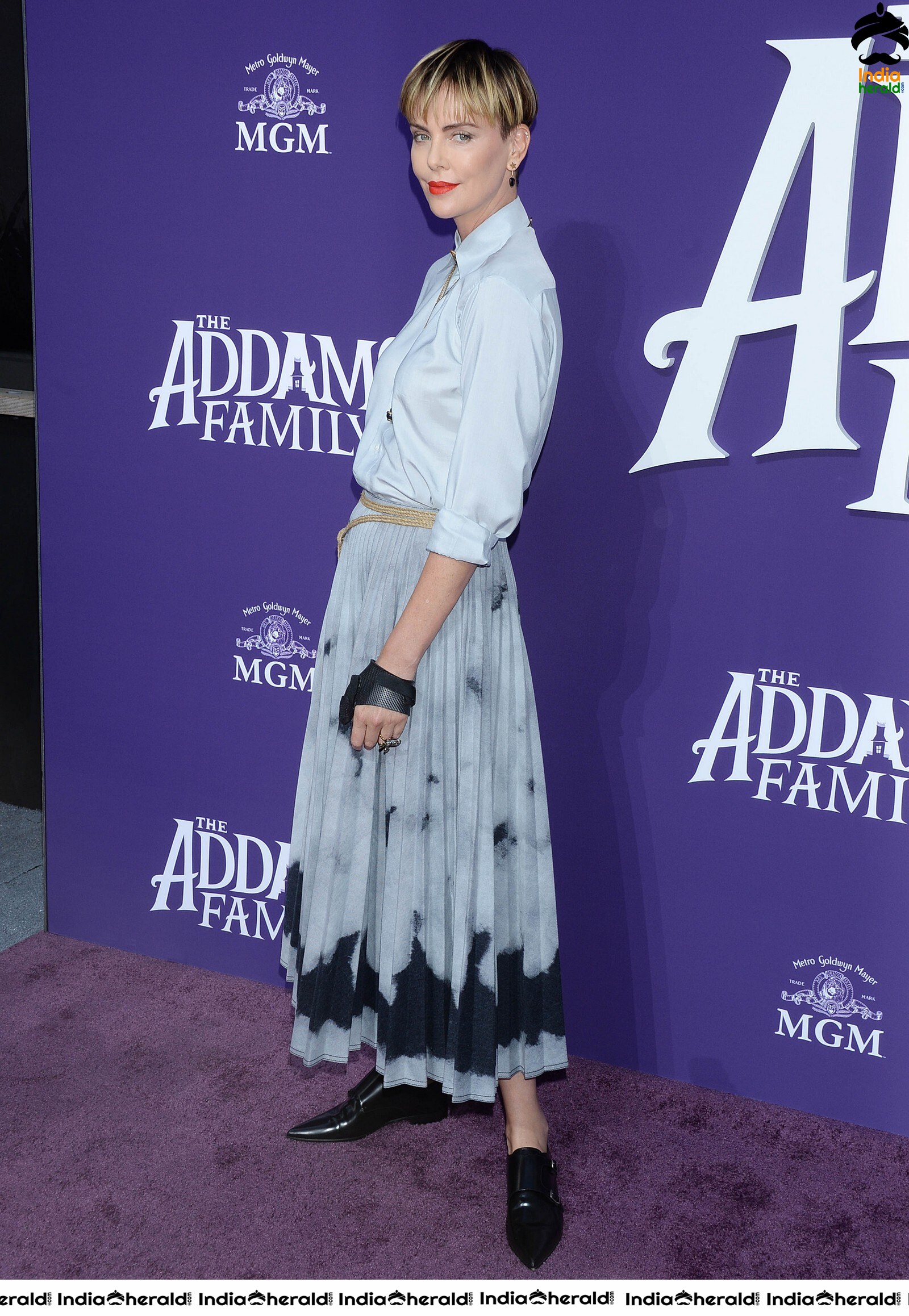 Charlize Theron in The Addams Family Premiere in Century City