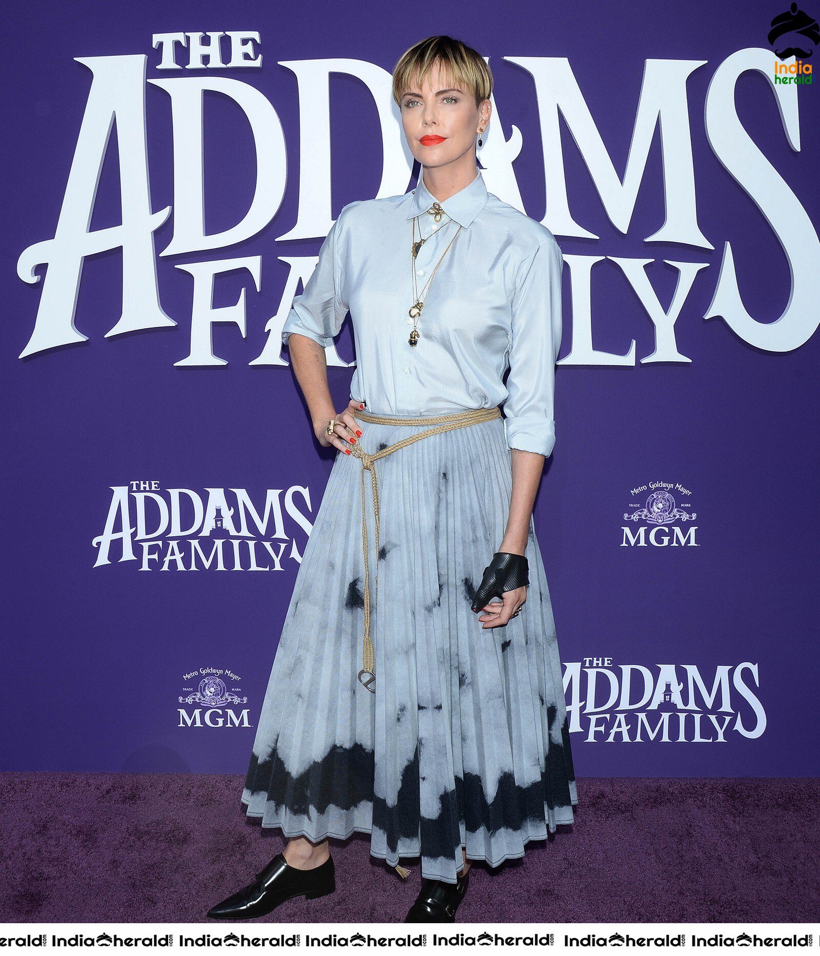 Charlize Theron in The Addams Family Premiere in Century City