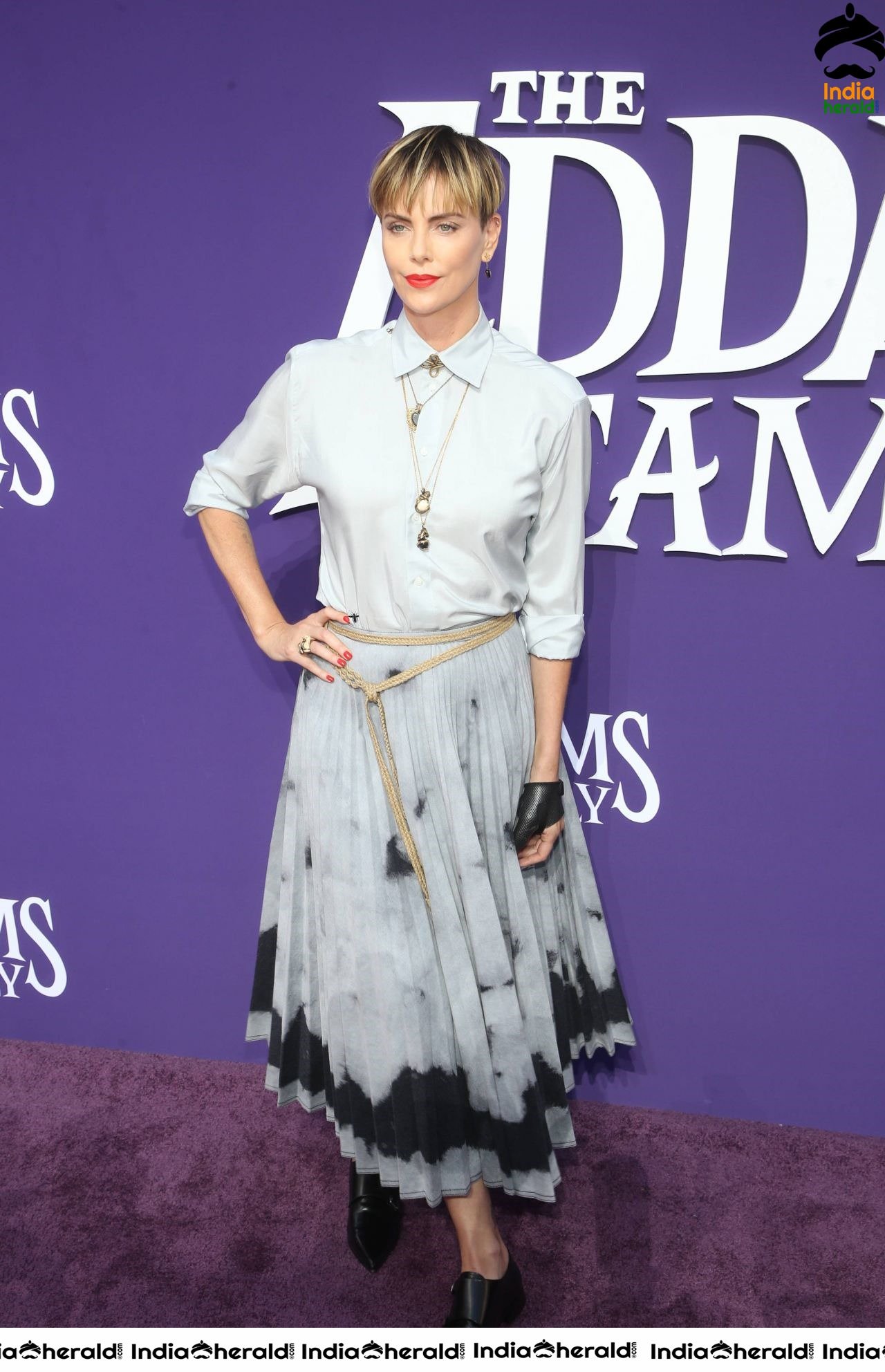 Charlize Theron in The Addams Family Premiere in Century City