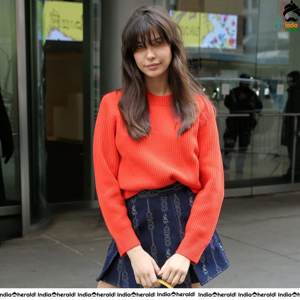 Charlotte D Alessio spotted in Red Frock and Skirt while out and about in NYC