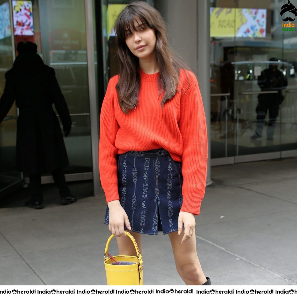 Charlotte D Alessio spotted in Red Frock and Skirt while out and about in NYC