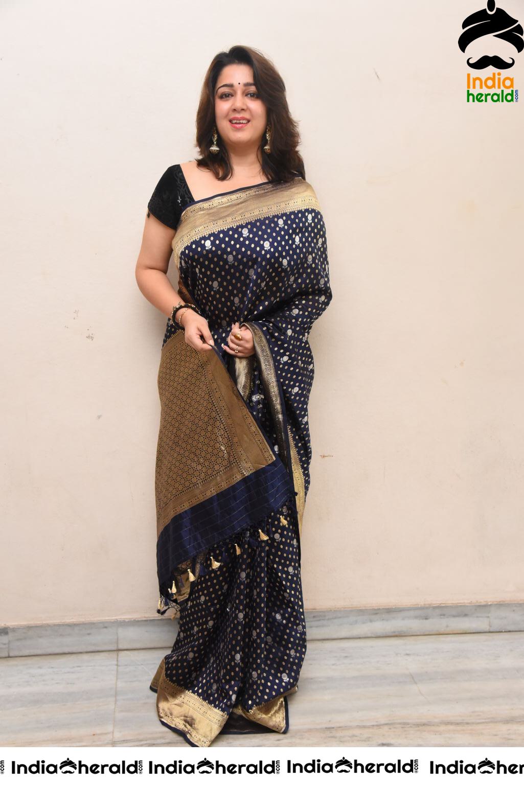 Charmee Looking Seductive In Black Saree At Puri Jagannadh Birthday Event Set 1