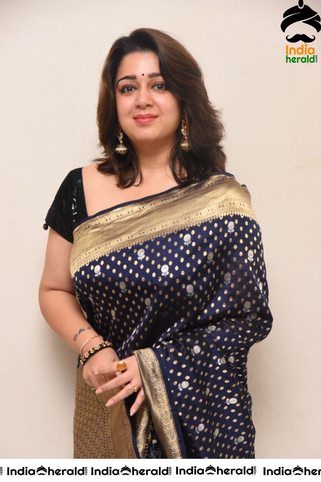 Charmee Looking Seductive In Black Saree At Puri Jagannadh Birthday Event Set 1