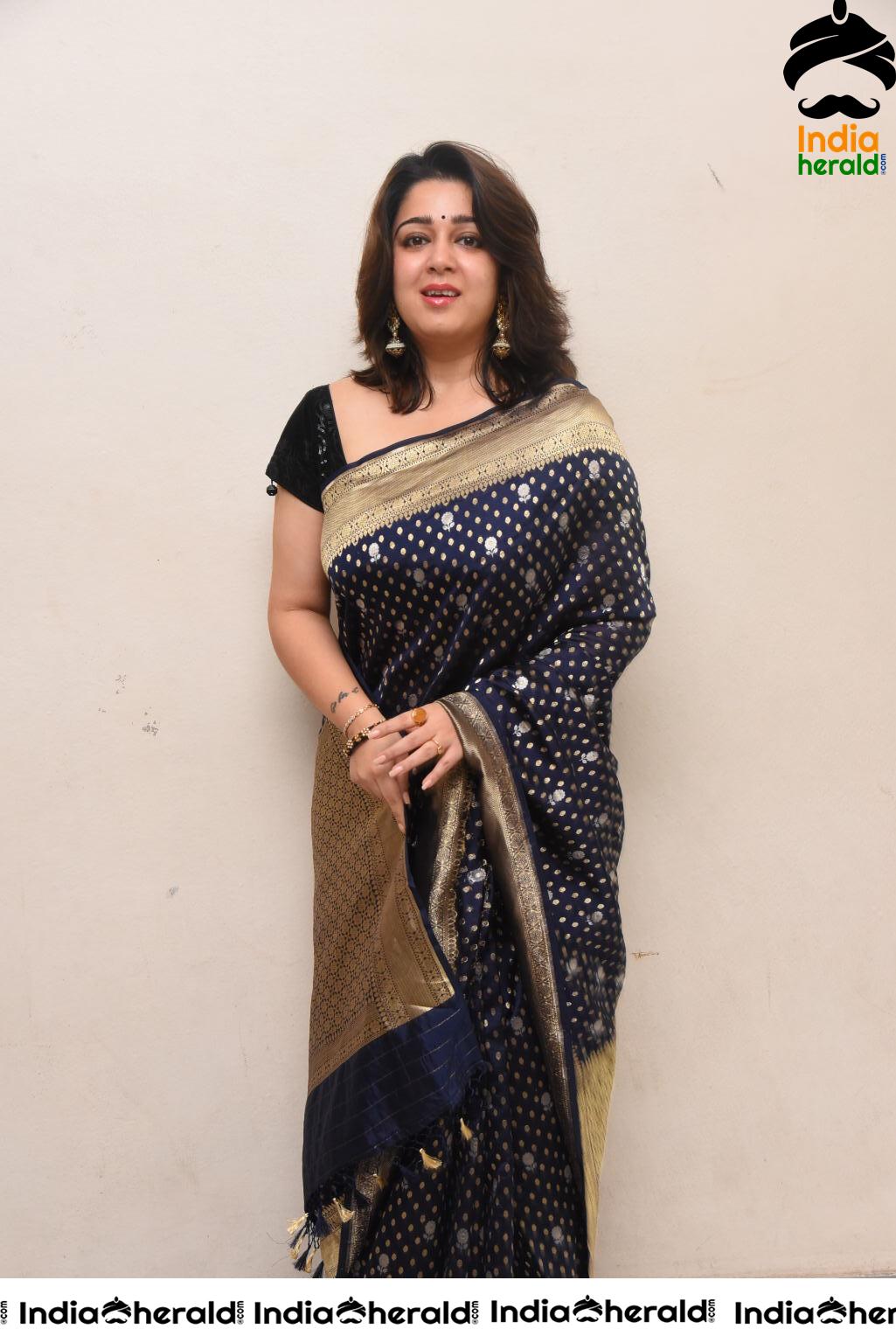 Charmee Looking Seductive In Black Saree At Puri Jagannadh Birthday Event Set 1