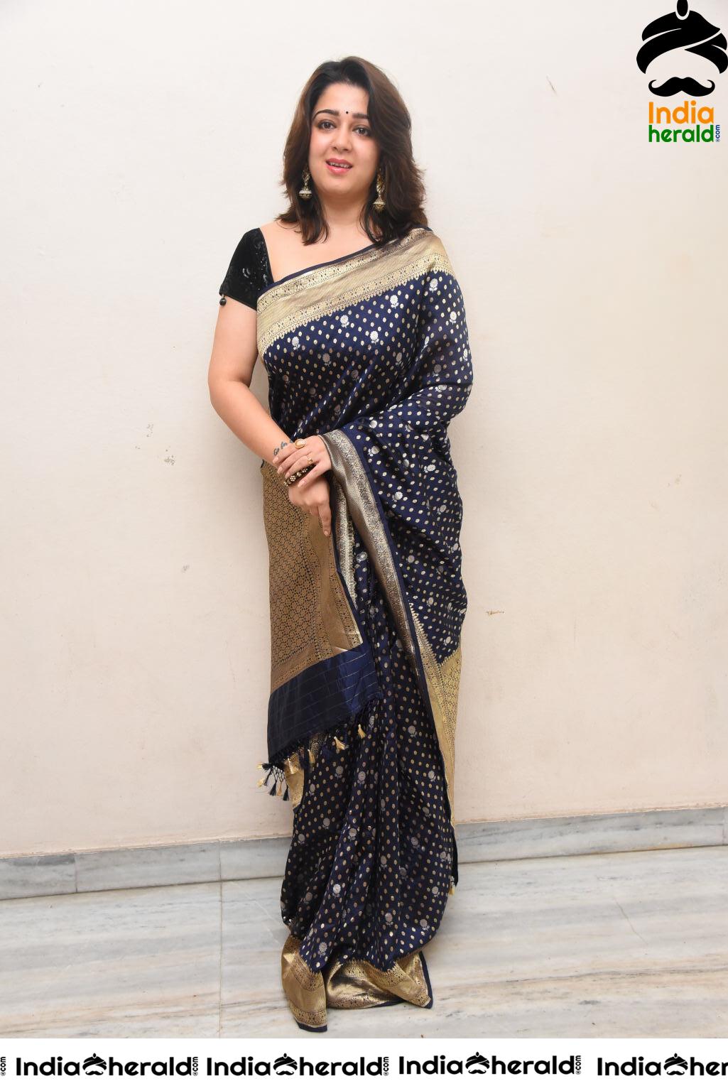 Charmee Looking Seductive In Black Saree At Puri Jagannadh Birthday Event Set 1