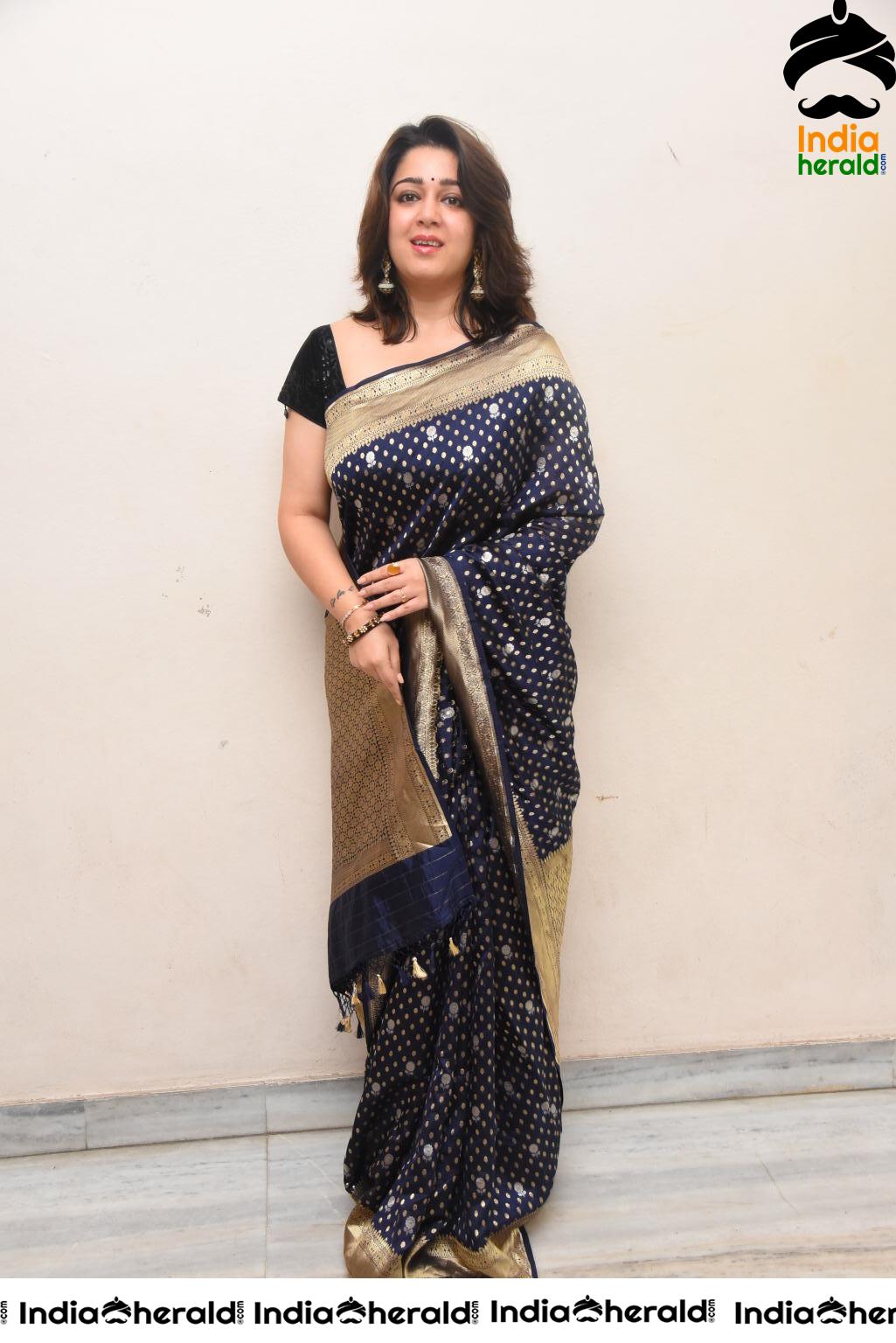 Charmee Looking Seductive In Black Saree At Puri Jagannadh Birthday Event Set 1