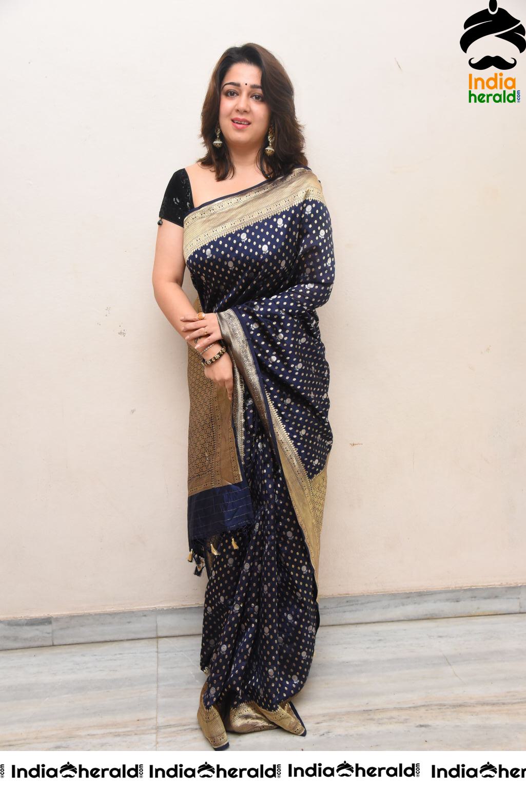 Charmee Looking Seductive In Black Saree At Puri Jagannadh Birthday Event Set 1