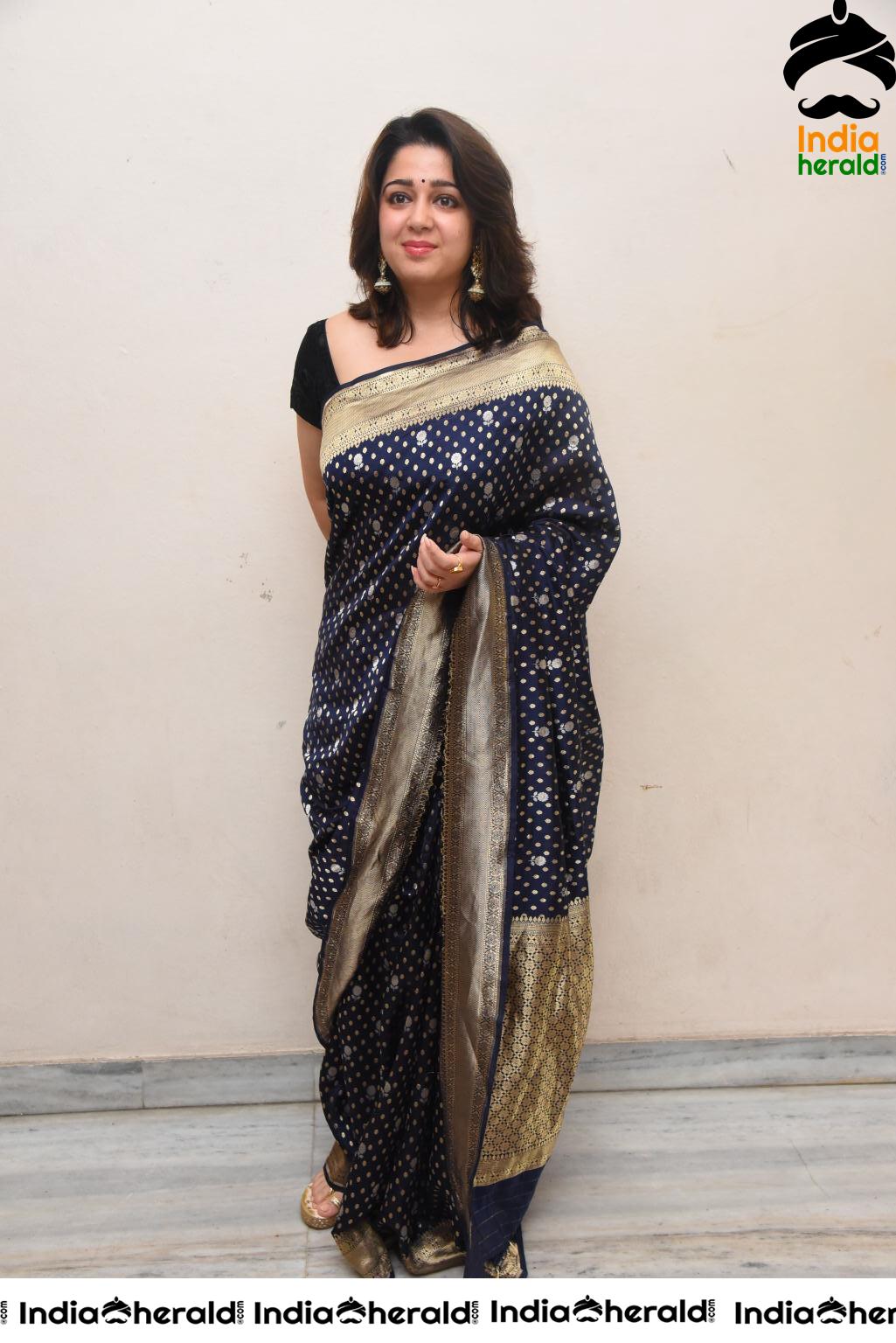 Charmee Looking Seductive In Black Saree At Puri Jagannadh Birthday Event Set 1