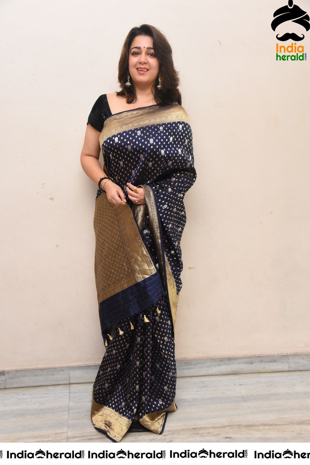 Charmee Looking Seductive In Black Saree At Puri Jagannadh Birthday Event Set 1