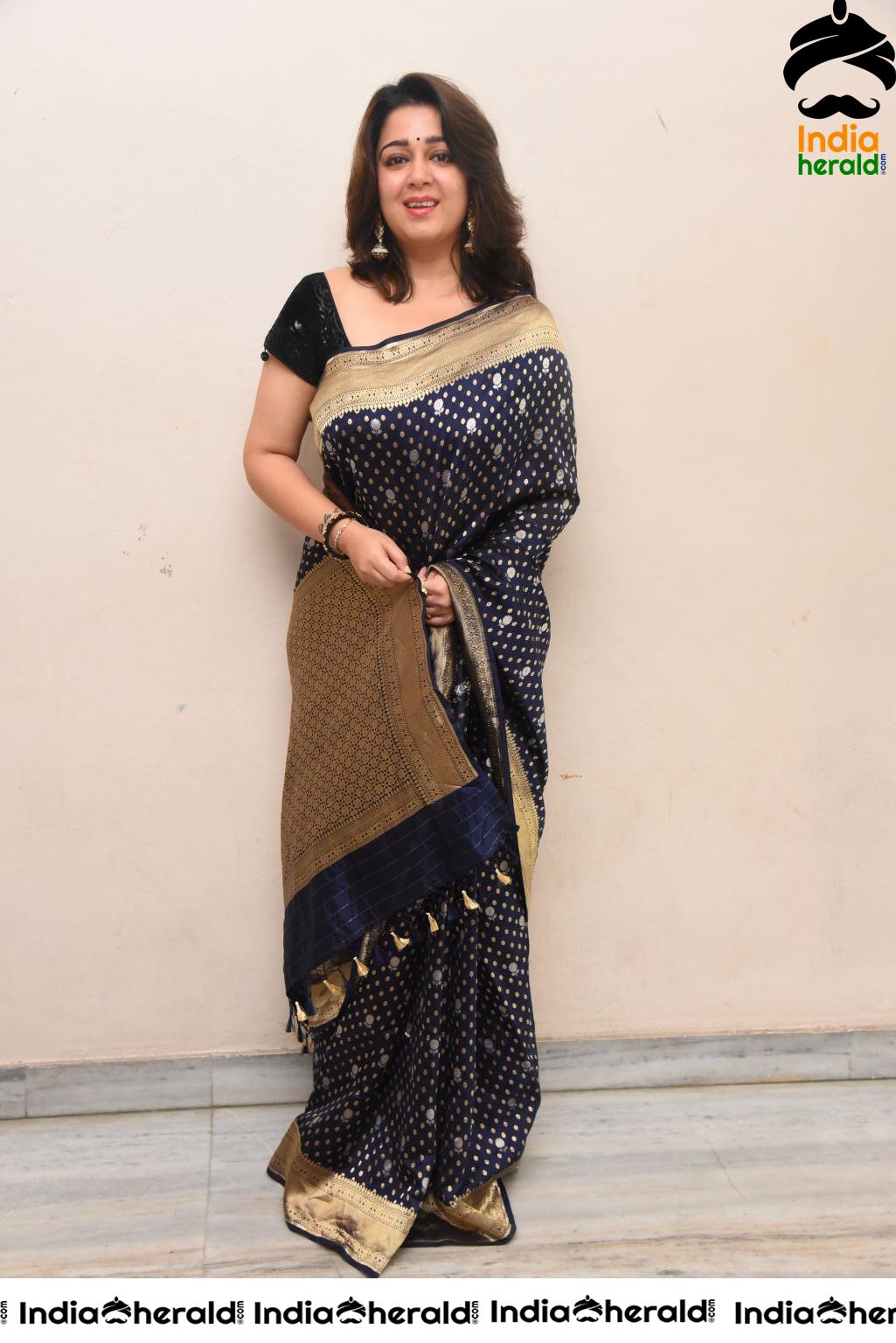 Charmee Looking Seductive In Black Saree At Puri Jagannadh Birthday Event Set 1