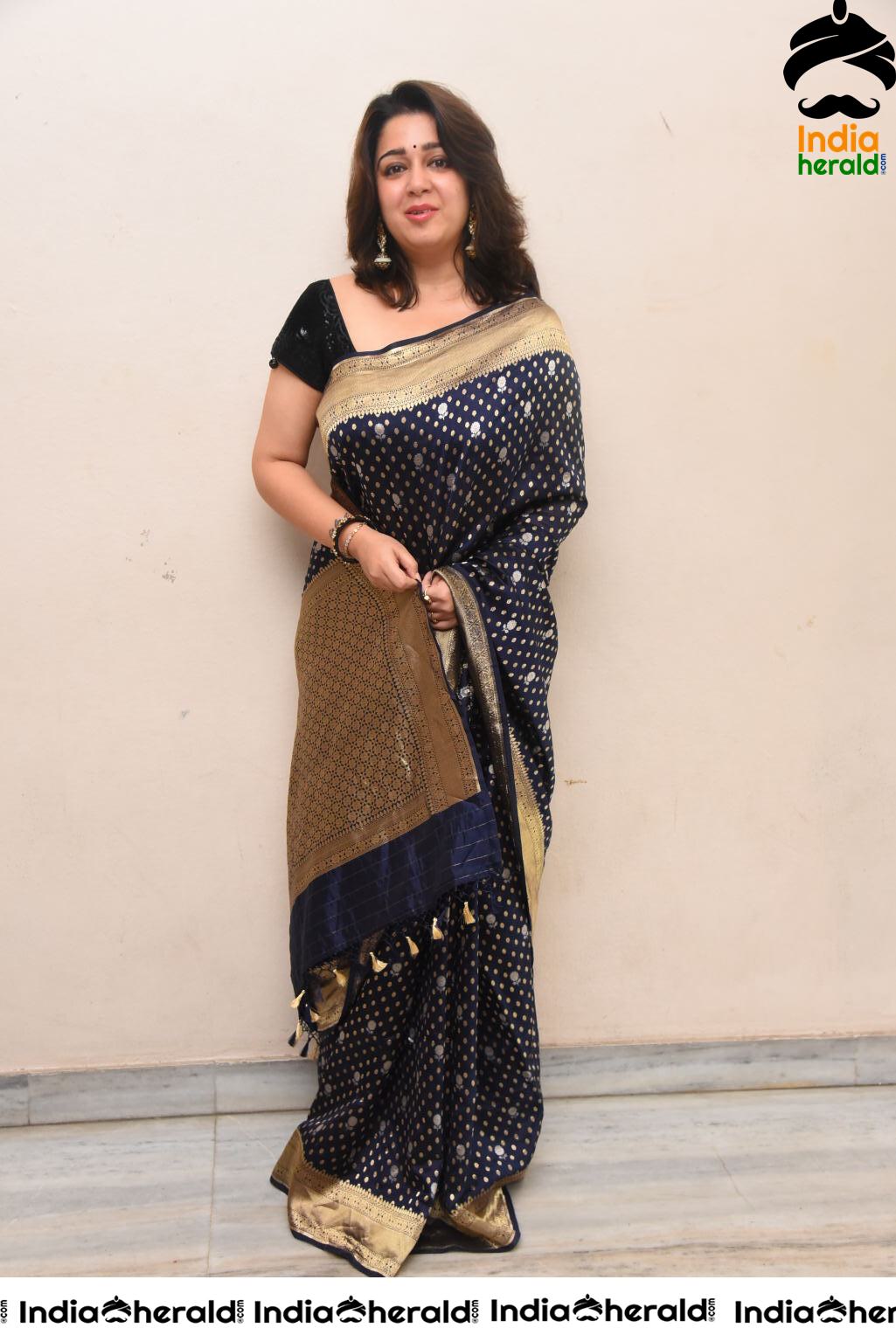 Charmee Looking Seductive In Black Saree At Puri Jagannadh Birthday Event Set 1