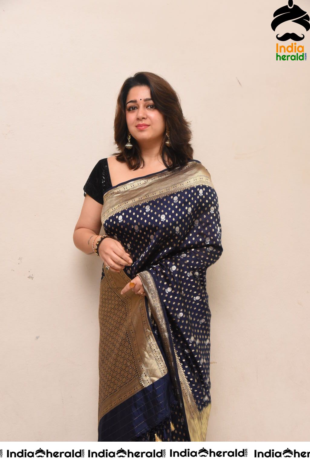 Charmee Looking Seductive In Black Saree At Puri Jagannadh Birthday Event Set 1