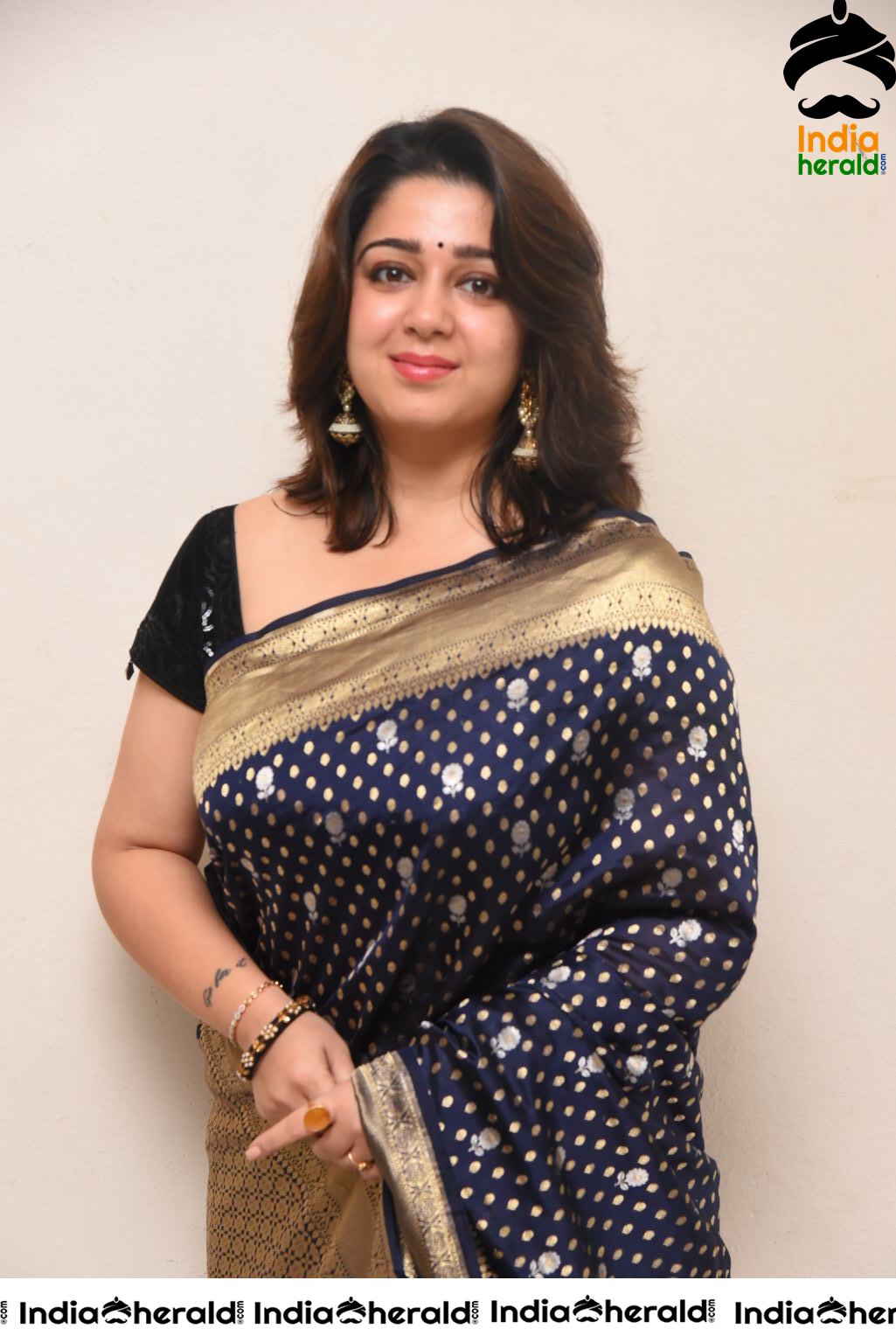 Charmee Looking Seductive In Black Saree At Puri Jagannadh Birthday Event Set 1