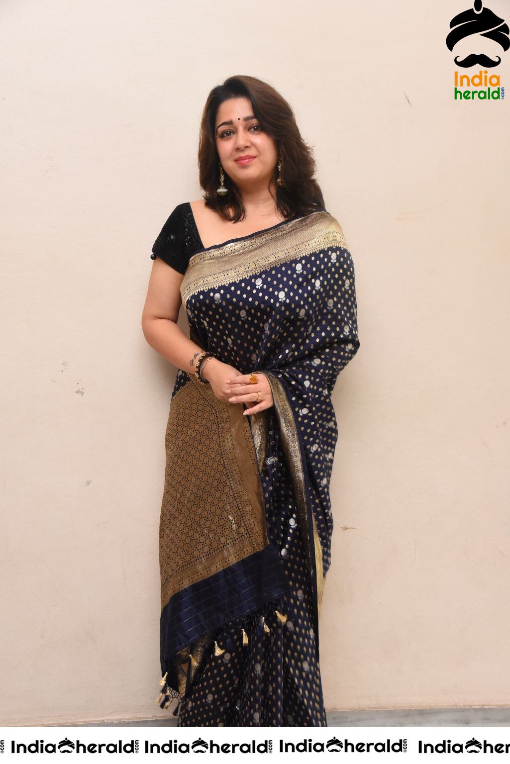 Charmee Looking Seductive In Black Saree At Puri Jagannadh Birthday Event Set 2