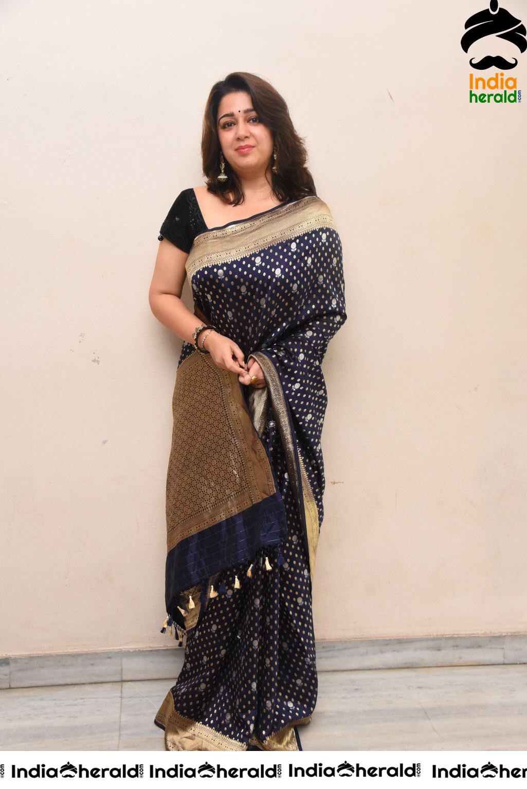 Charmee Looking Seductive In Black Saree At Puri Jagannadh Birthday Event Set 2