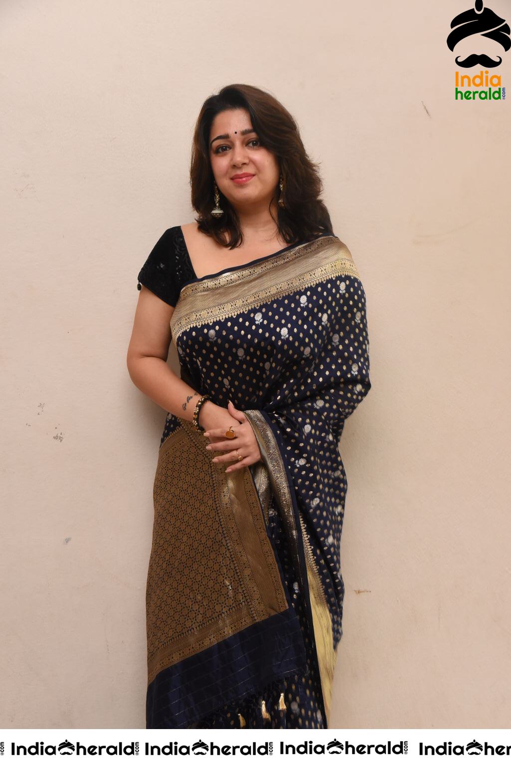 Charmee Looking Seductive In Black Saree At Puri Jagannadh Birthday Event Set 2