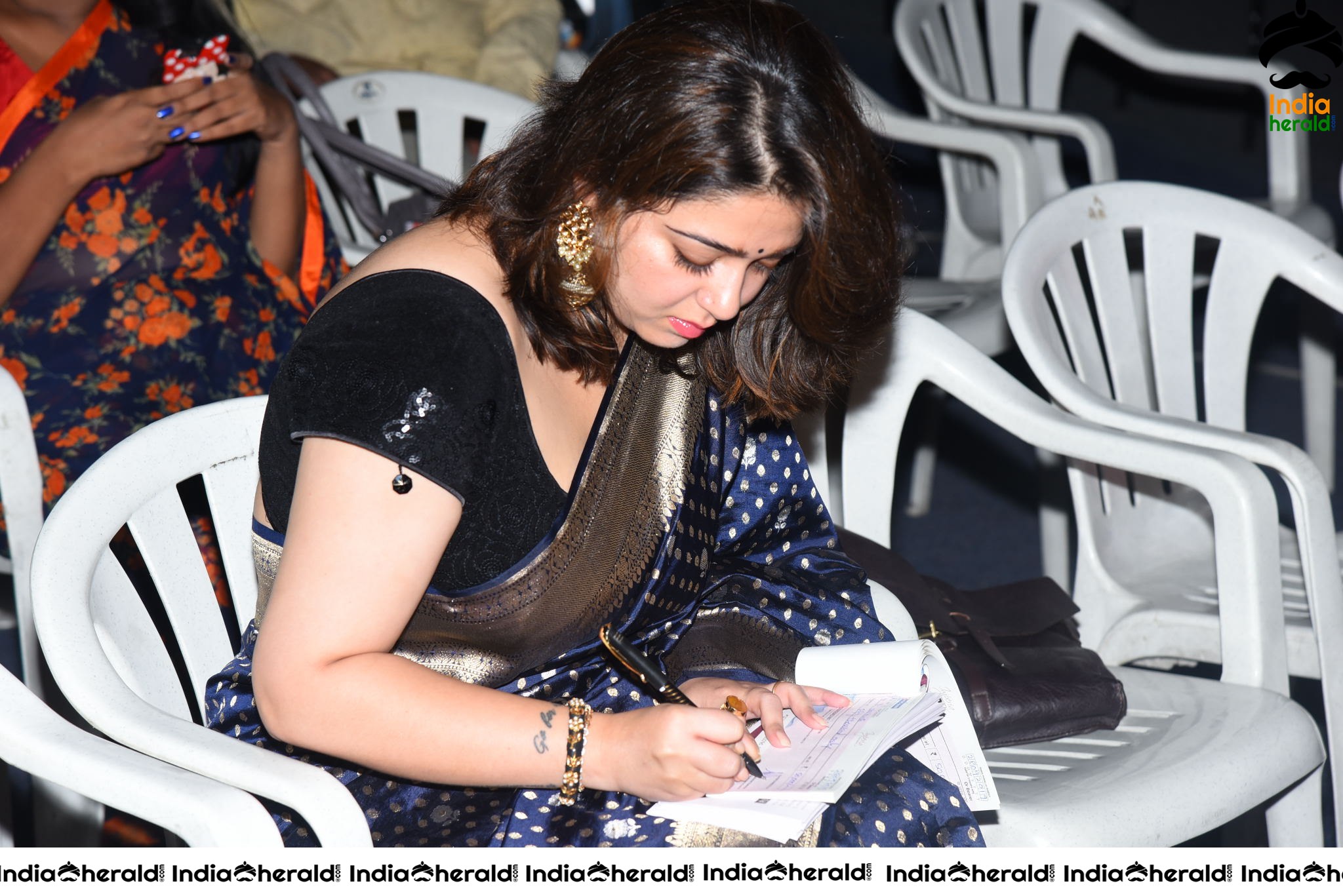 Charmee looking Seductive In Black Saree At Puri Jagannadh Birthday Event Set 3