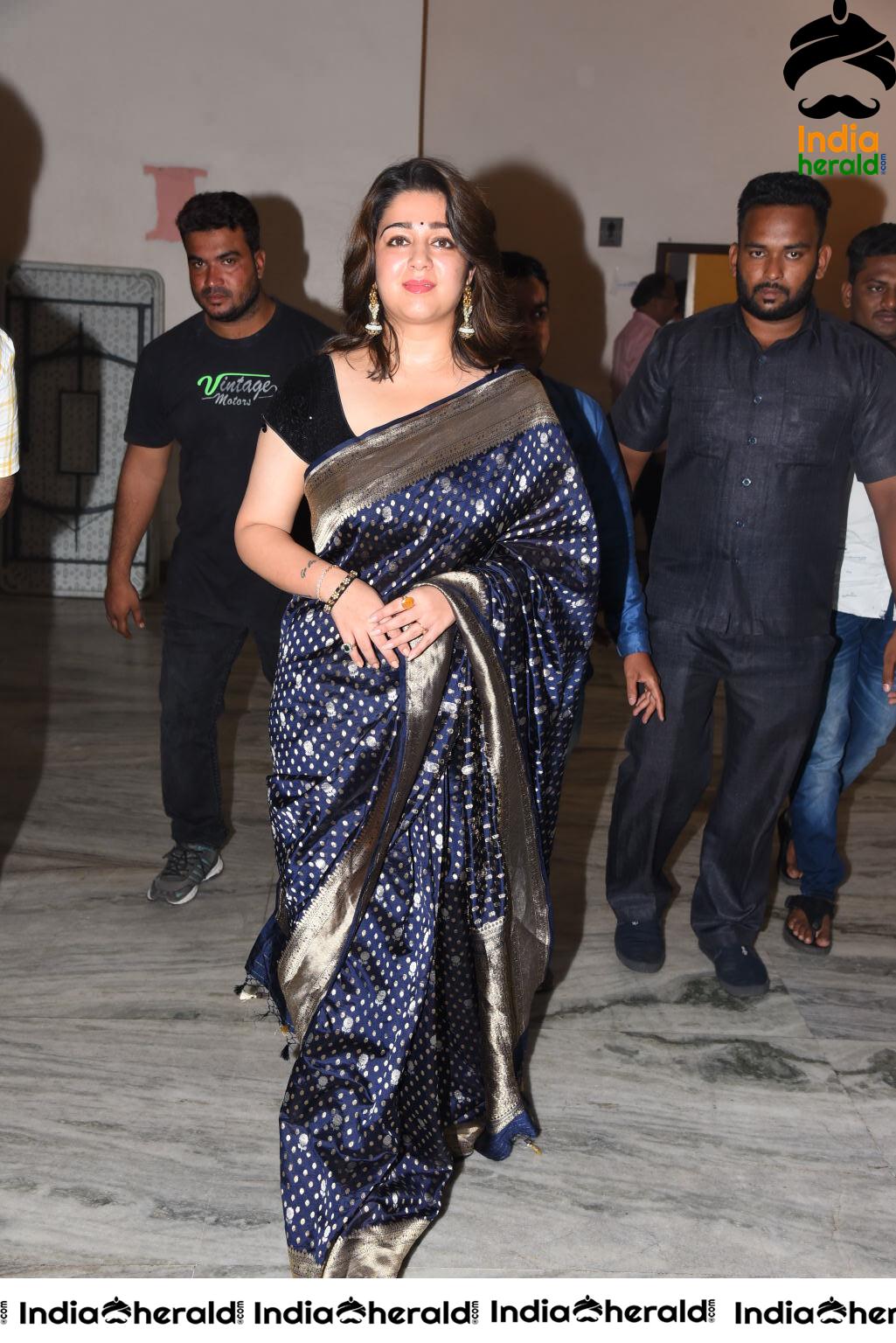 Charmee looking Seductive In Black Saree At Puri Jagannadh Birthday Event Set 3