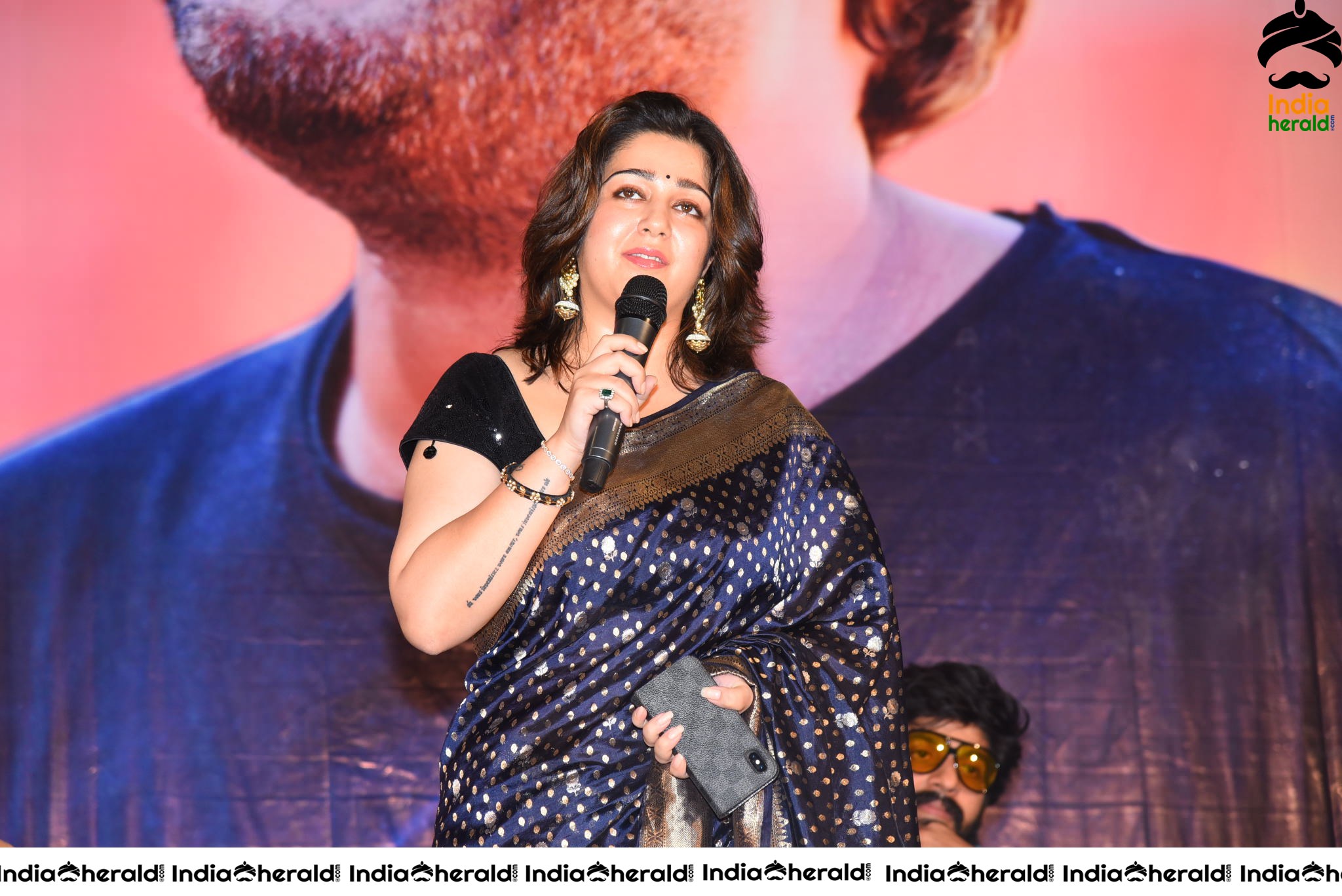 Charmee looking Seductive In Black Saree At Puri Jagannadh Birthday Event Set 3