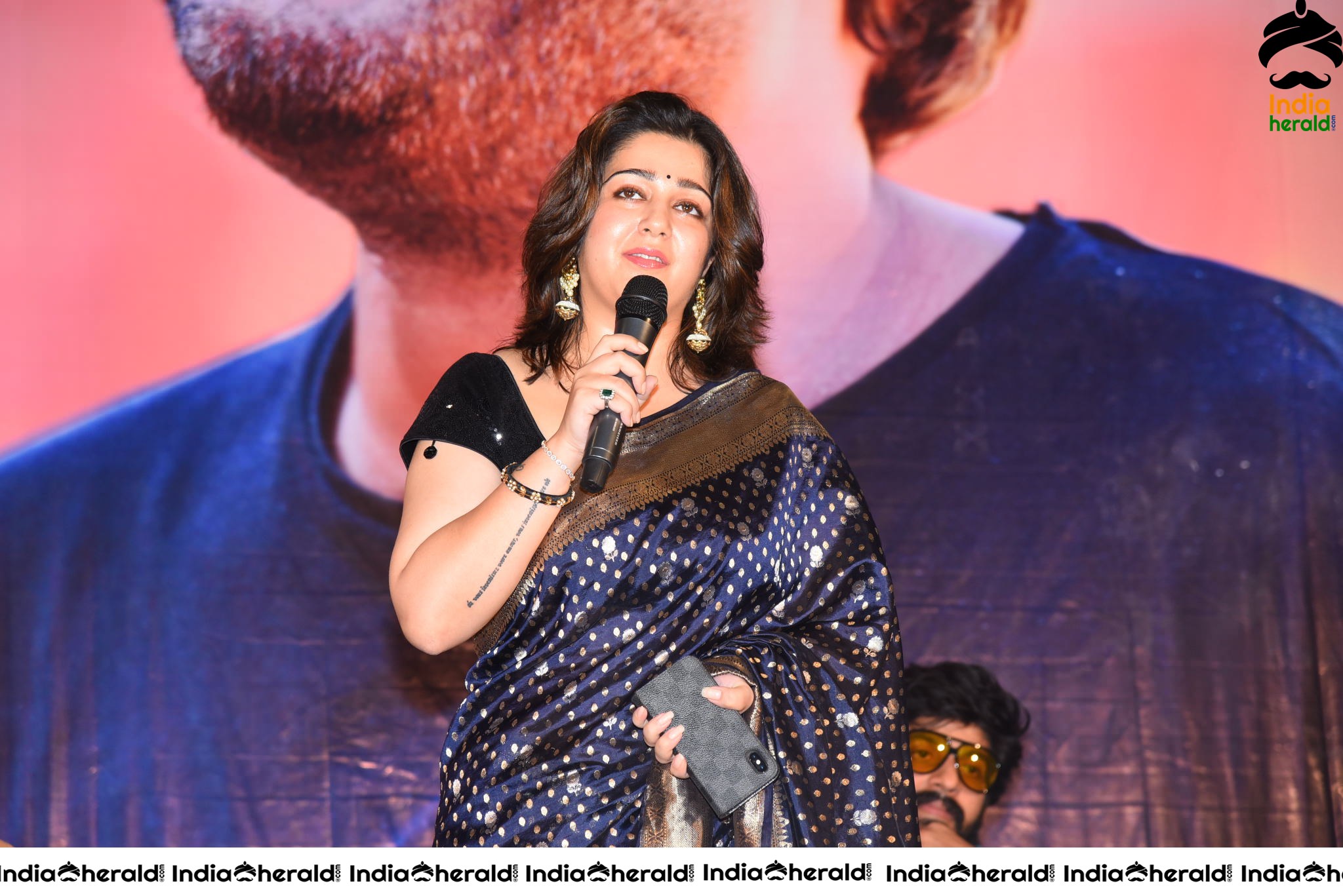 Charmee looking Seductive In Black Saree At Puri Jagannadh Birthday Event Set 3