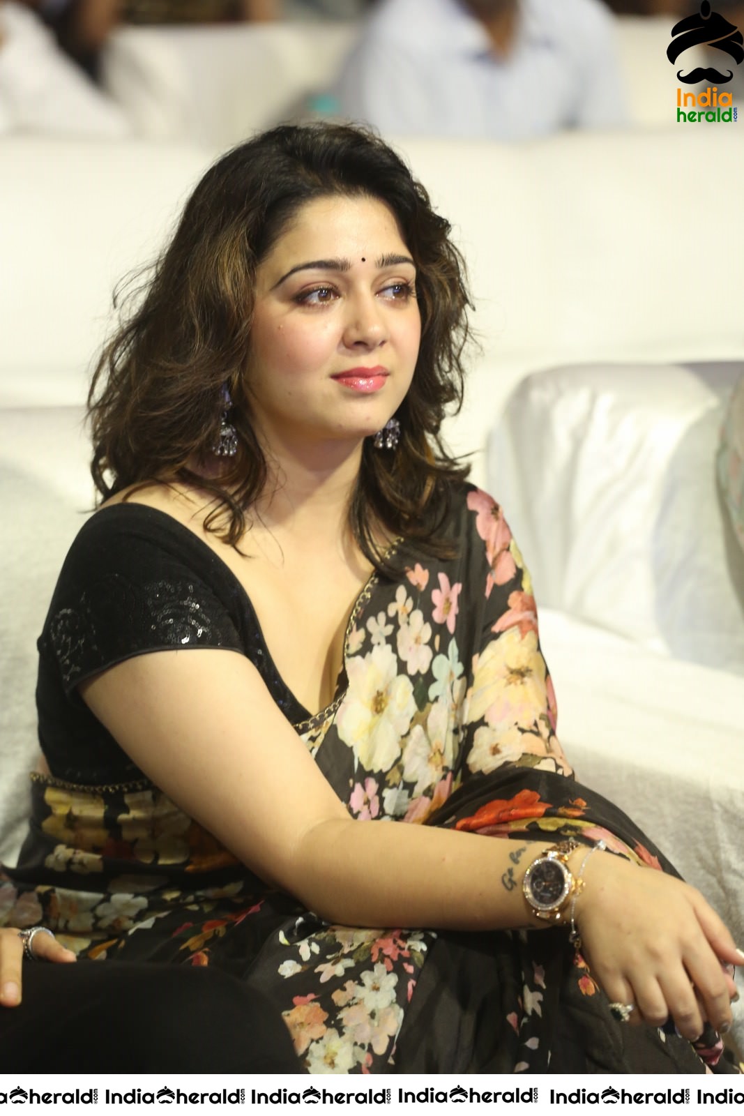 Charmee Looking Super Hot and Sexy in Black Saree at MMC Event Set 1