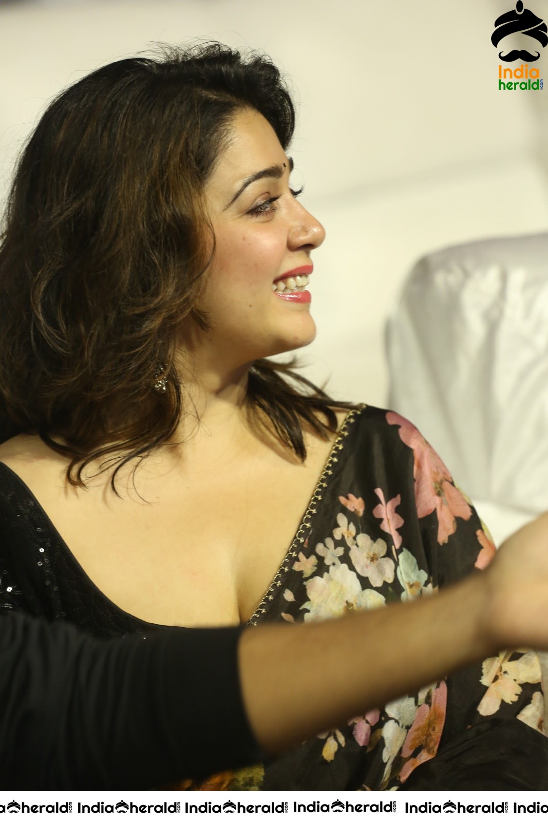 Charmee Looking Super Hot and Sexy in Black Saree at MMC Event Set 1