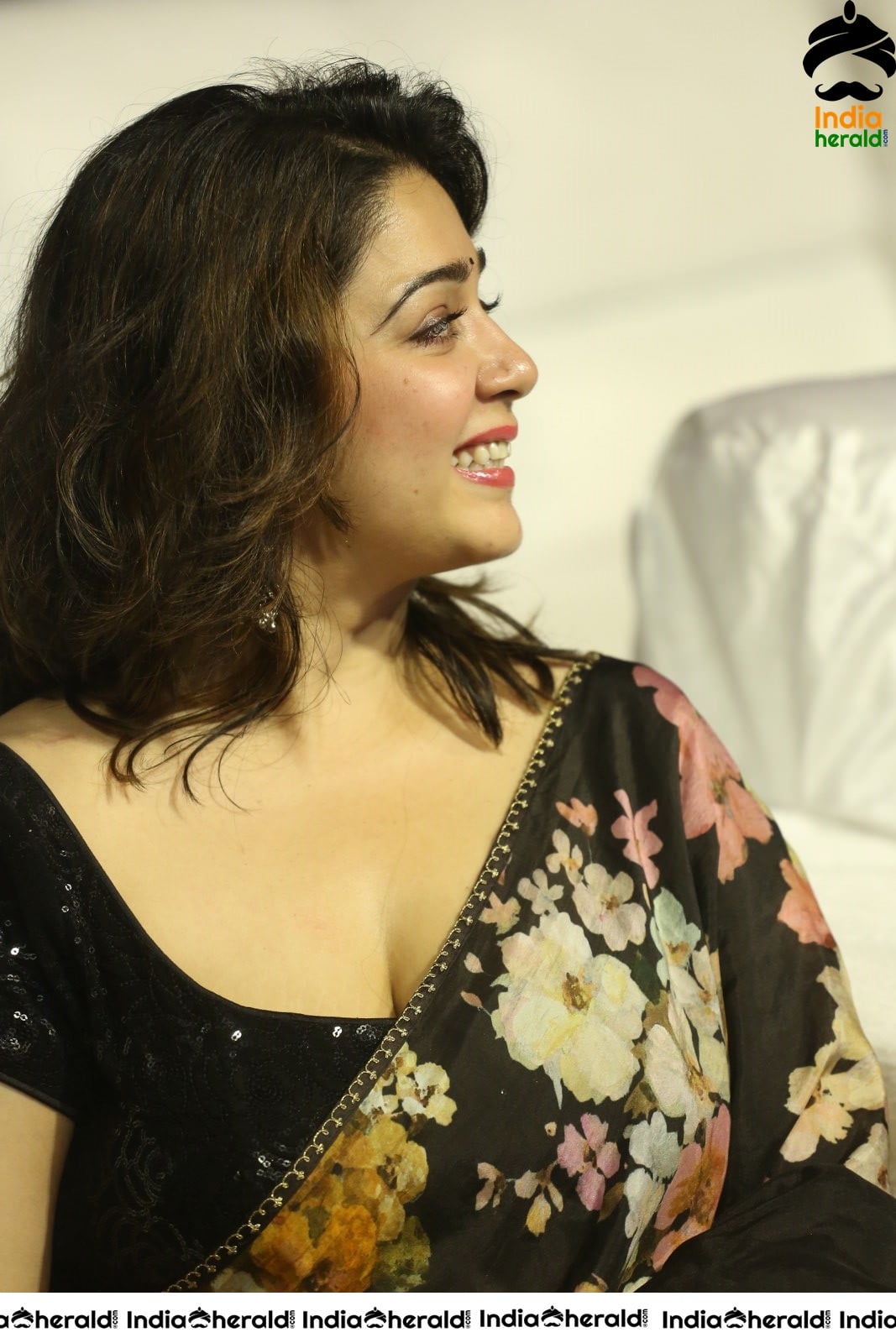 Charmee Looking Super Hot and Sexy in Black Saree at MMC Event Set 1