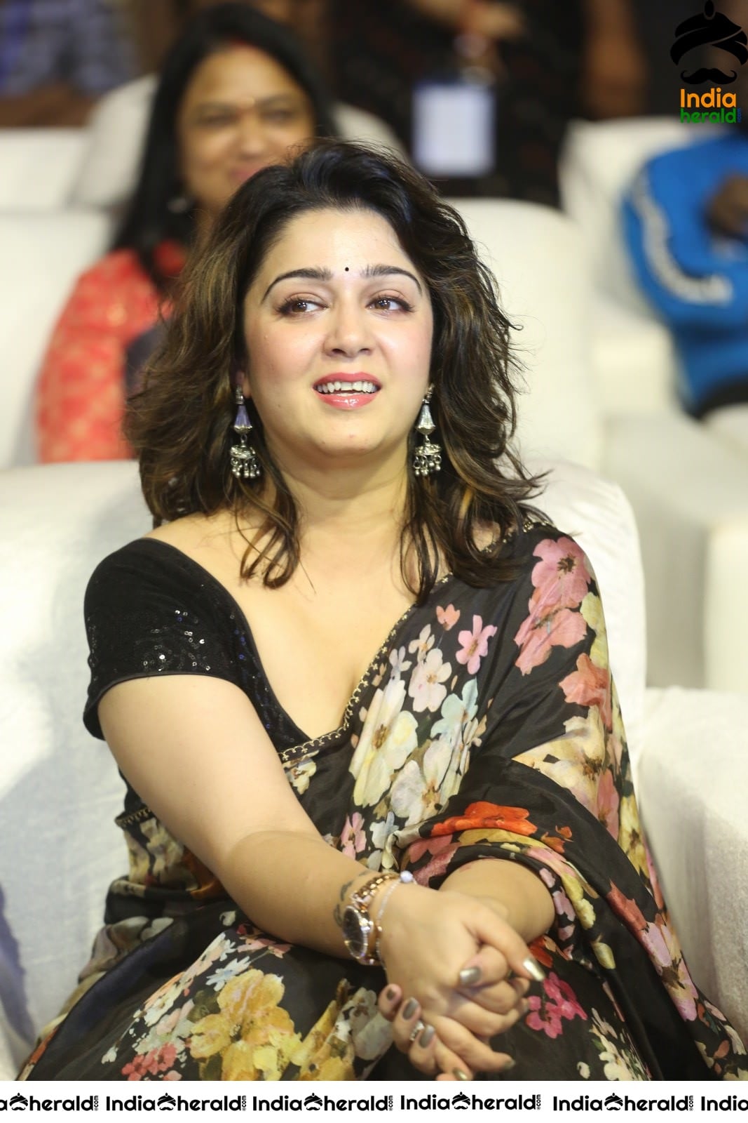 Charmee Looking Super Hot and Sexy in Black Saree at MMC Event Set 1