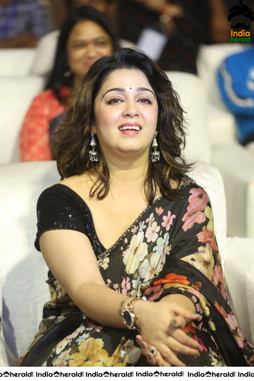 Charmee Looking Super Hot and Sexy in Black Saree at MMC Event Set 1