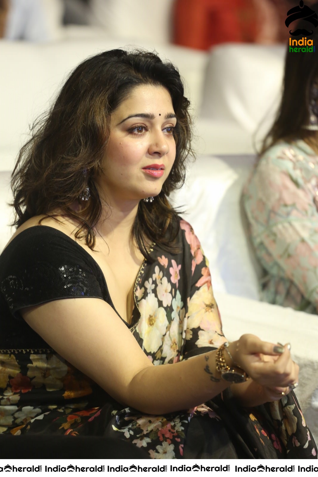 Charmee Looking Super Hot and Sexy in Black Saree at MMC Event Set 1