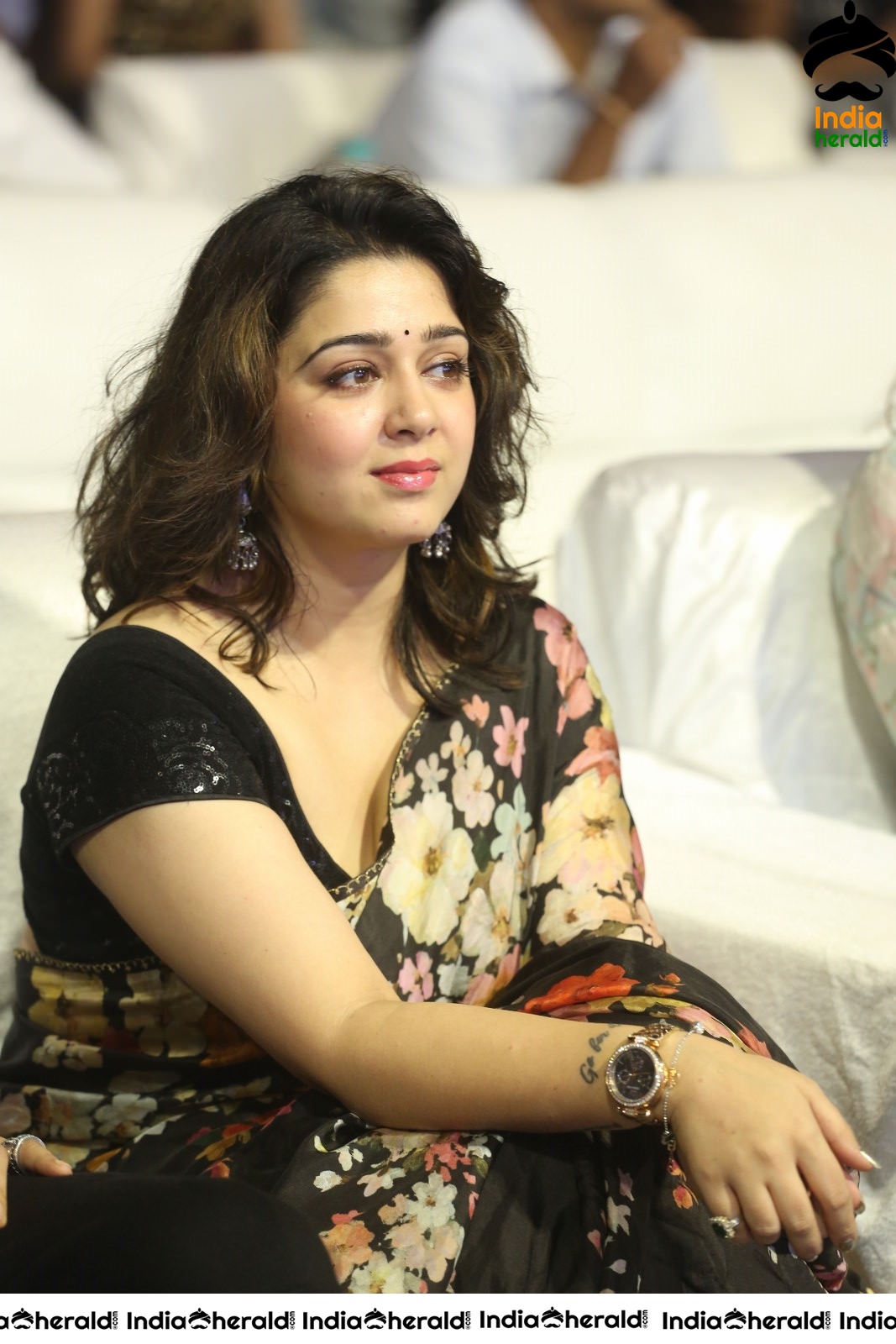 Charmee Looking Super Hot and Sexy in Black Saree at MMC Event Set 1