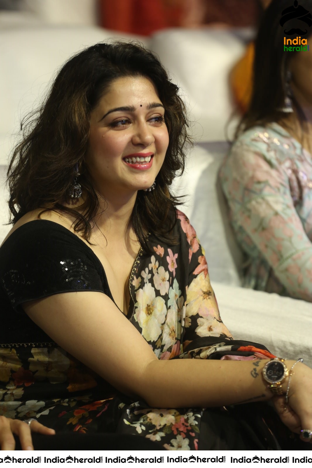 Charmee Looking Super Hot and Sexy in Black Saree at MMC Event Set 1