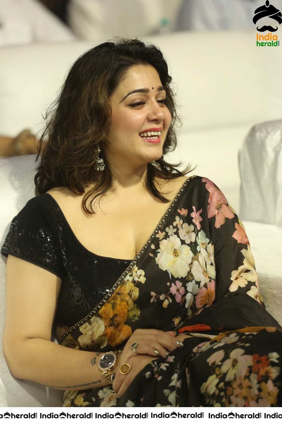 Charmee Looking Super Hot and Sexy in Black Saree at MMC Event Set 2