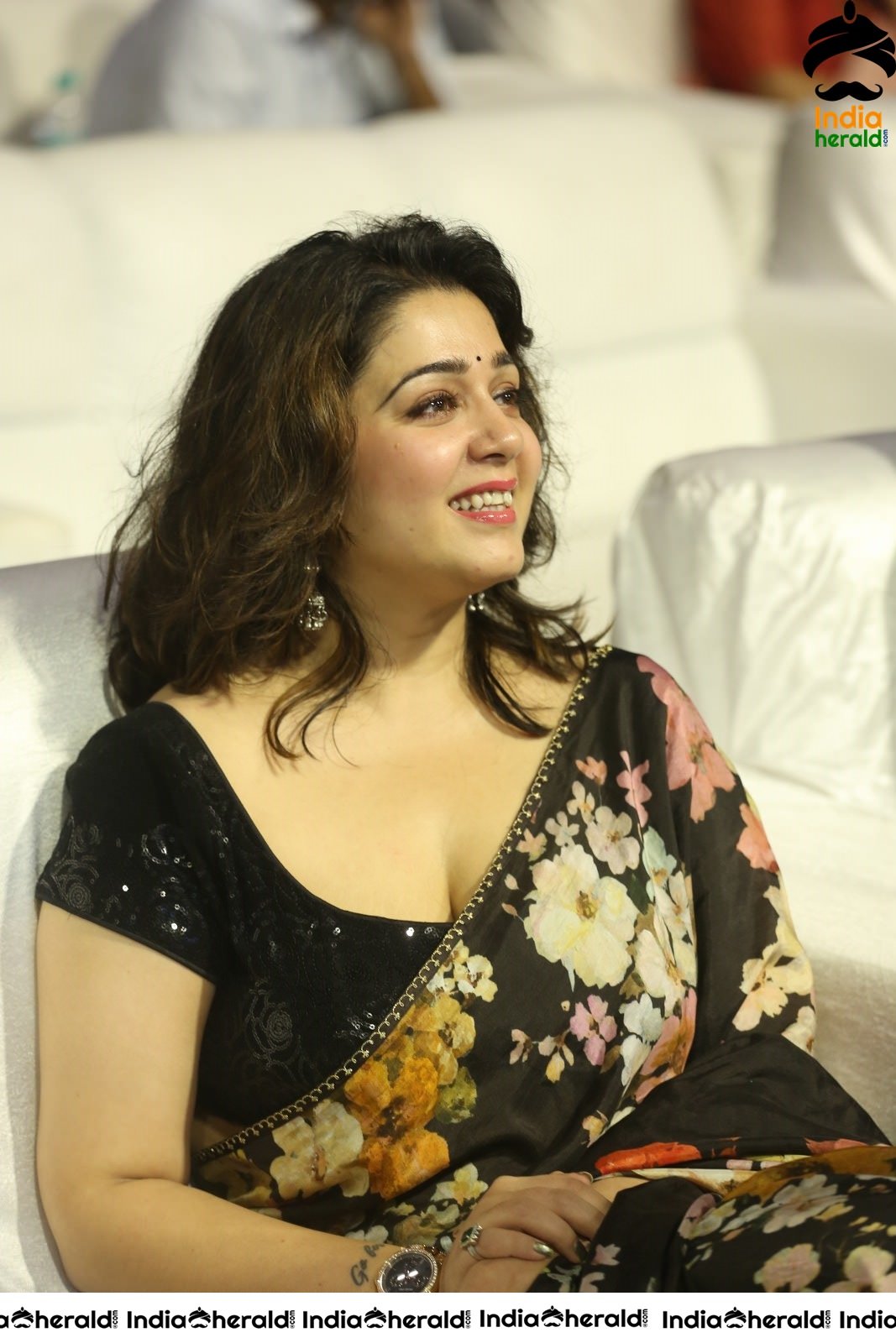 Charmee Looking Super Hot and Sexy in Black Saree at MMC Event Set 2