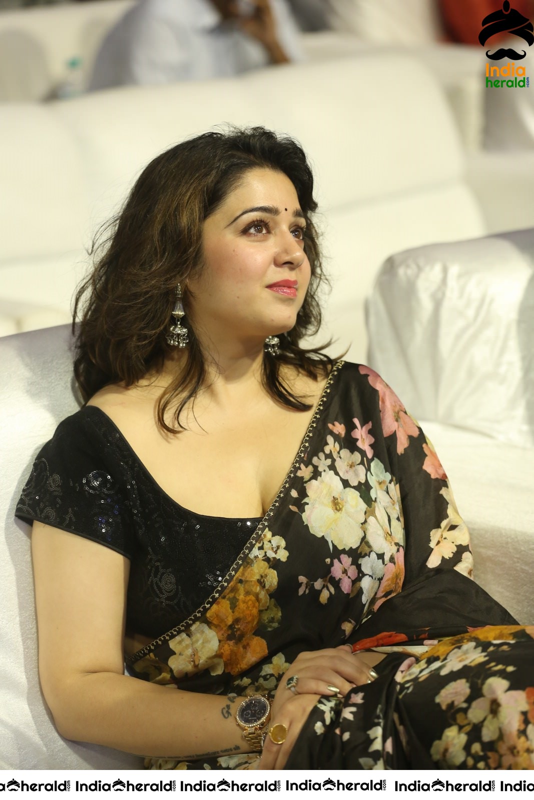 Charmee Looking Super Hot and Sexy in Black Saree at MMC Event Set 2